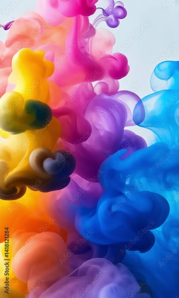 Poster colorful ink swirls create mesmerizing patterns in water during creative experimentation in a studio