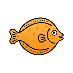 Cute Orange Fish Cartoon Illustration on Black Background