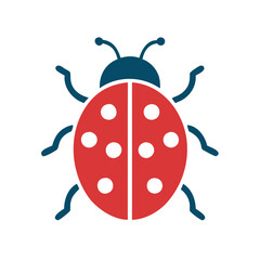Simple Red and Blue Ladybug Graphic on Black