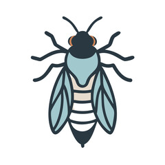 Stylish graphic illustration of a blue-grey stylized wasp