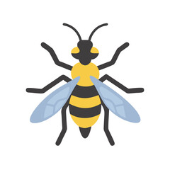 Cartoon Bee Illustration with Black Background, Vector Image