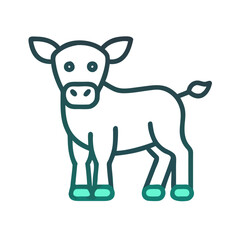 Stylized Calf Illustration with Outlines on Black Background