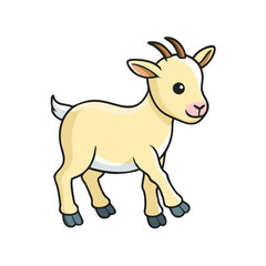 Cute Cartoon Goat Illustration on Black Background Image