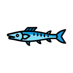 Simple Barracuda Cartoon Style Vector Illustration on Black