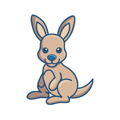 Cute Cartoon Kangaroo Isolated on Black Background Illustration