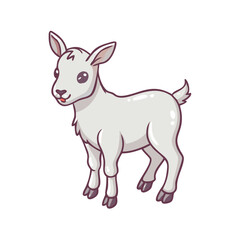 Cute cartoon baby goat on a black background