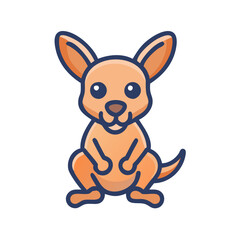 Cute Cartoon Kangaroo Vector on Black Background Illustration