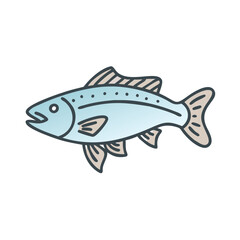 Cute, Light Blue Fish Cartoon Vector Illustration Design
