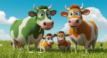 Fototapeta premium Delightful 3D Rendered Cartoon Animals: High-Quality Illustrations Bursting with Personality and Detail 