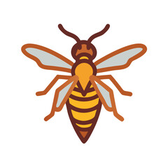 Simple Wasp Icon Illustration on a Black Background