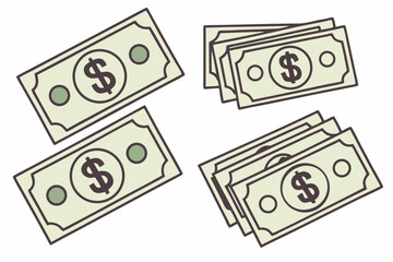 A Dollar Notes Currency Flat Icon Illustration Banking Money Payment Concept