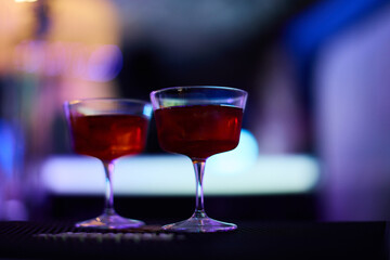 Alcoholic Cocktails in Elegant Glasses
