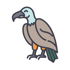 Cartoon Vulture with Outline on Black Background