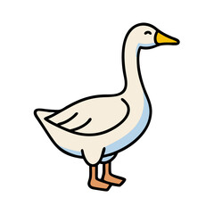 Simple Cartoon Goose Illustration on Black Background