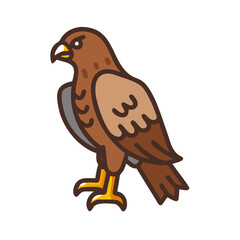 Stylized Brown Hawk Illustration on a Black Background