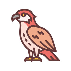 Cartoon Hawk Illustration with Earth Tones Isolated on Black