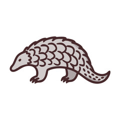 Cute Cartoon Pangolin Walking: Scaly Anteater Illustration Design