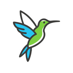 Hummingbird logo icon with outlined on black background