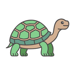 Cartoon Turtle Illustration on Black Background, Reptile Art