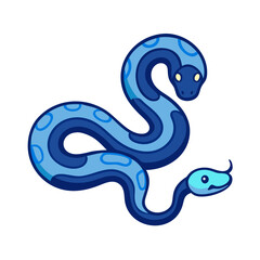 Two blue cartoon snakes coiled on a black background