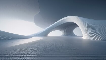 3d render of abstract curve structure futuristic architecture with empty concrete floor