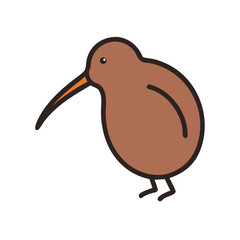 Stylized Kiwi Bird Illustration on Black Background