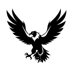 Fototapeta premium Eagle silhouette vector illustration shows a flying bird with strong wings, a wild animal often used as a symbol in art and tattoo design