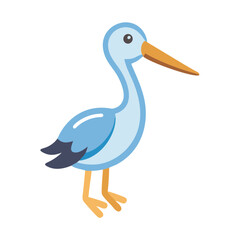 Cute Cartoon Stork Bird on Black Background Illustration