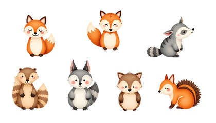 Obraz premium Cute cartoon animal characters for illustration.