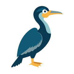 Illustration of a Cormorant Bird on a Black Background