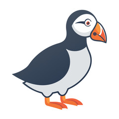 Cartoon Atlantic Puffin Illustration with Bold Colors and Design