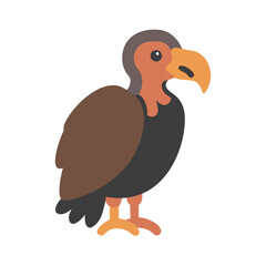 Cartoon Vulture Illustration on Black Background - Stock Image