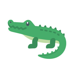 Cute Green Crocodile Cartoon Character Illustration on Black