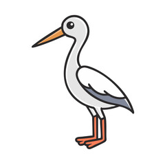 Cartoon stork illustration on a black background