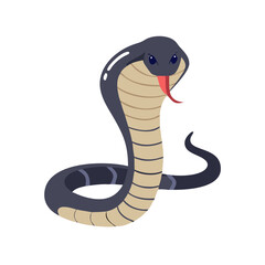 Stylized Dark Cobra on Black Background, Vector Illustration