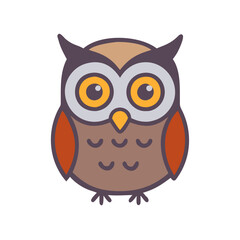Cute Owl Cartoon Illustration with Flat Design Style