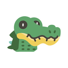 Cute Cartoon Alligator Head with Green and Yellow Colors