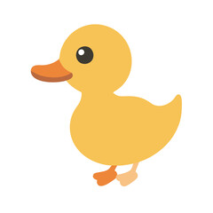 Cute Cartoon Yellow Duckling on Black Background