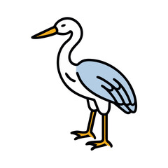 Elegant White Heron Illustration on Dark Background