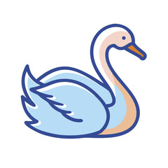 Elegant Swan Illustration with Bold Outlines on Black