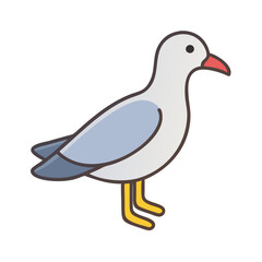 Cartoon seagull bird illustration icon standing on black