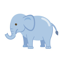 Cartoon Elephant Illustration in Light Blue and Gray