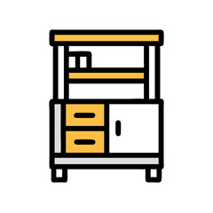Stacked Shelves with Bottom Cabinet Icon Design