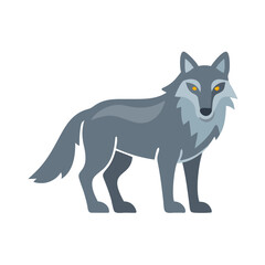 Geometric Wolf Illustration with Glowing Eyes on Black