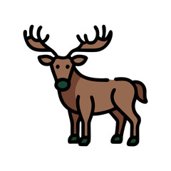 Minimalist illustration of a brown deer with antlers