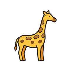 Cute Cartoon Giraffe Illustration on Black Background