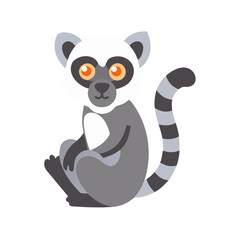 Cute Ring-Tailed Lemur Vector Cartoon Illustration Design