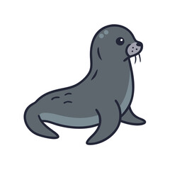 Cute cartoon seal vector illustration on black background