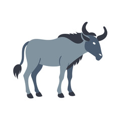 Cartoon Wildebeest Illustration on a Black Background