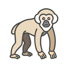 Lar Gibbon cartoon style illustration on black background